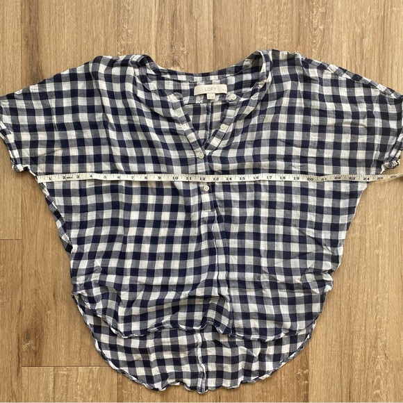 Loft 100% Cotton Buffalo Plaid Mandarin Collar Dolman Cap Sleeves Petite - Picture 8 of 10